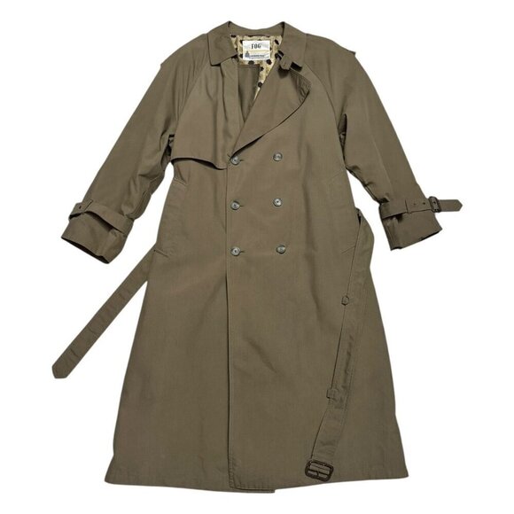 LONDON FOG Retro Y2K Luxury Designer Long Trench Water Resistant Coat Mens Large - Picture 5 of 5